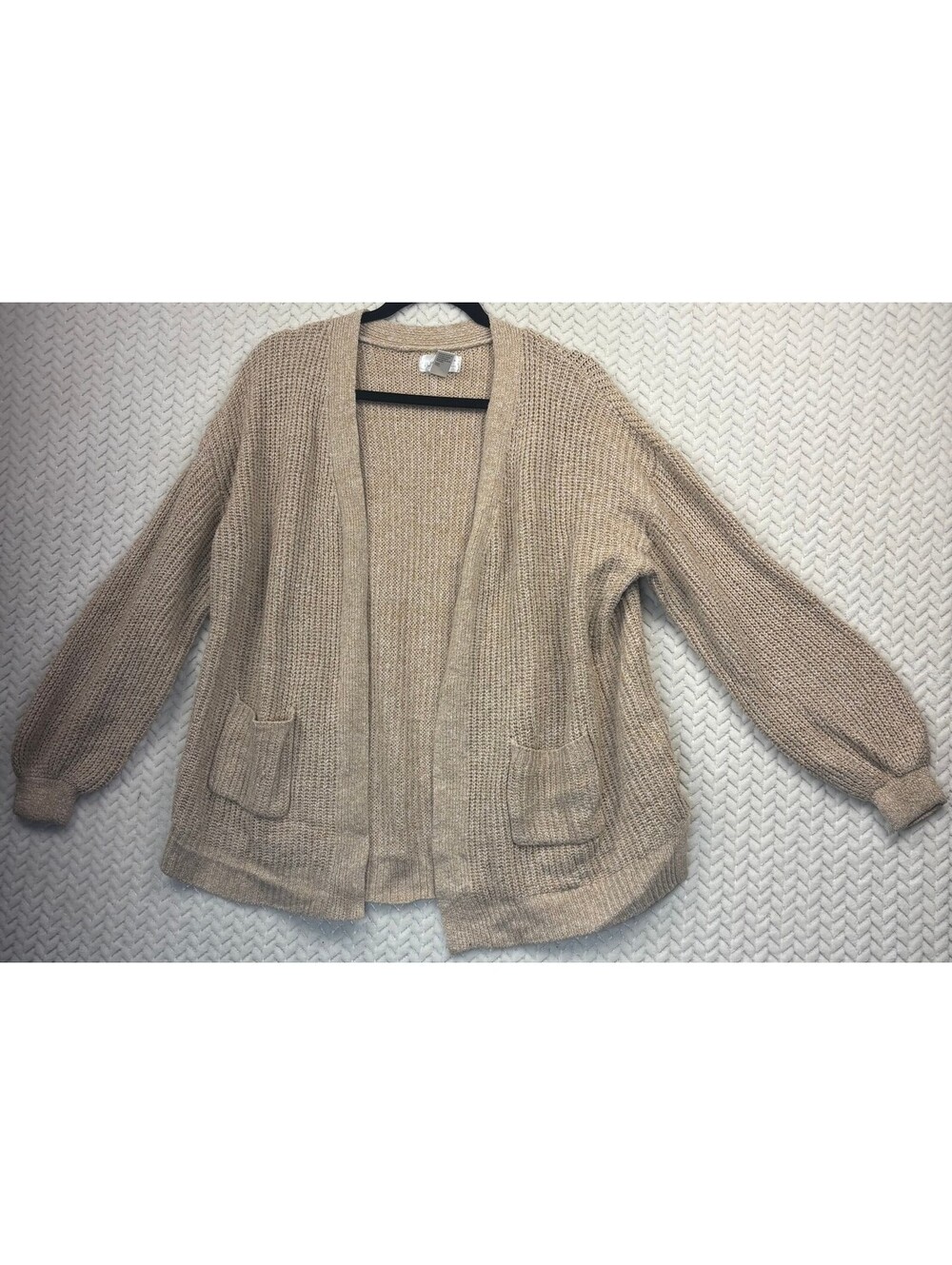 Just Be XL Beige Open Front Knit Cardigan Sweater